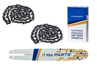 HS PARTS vodící lišta 14" (35 cm) 3/8" .050" (1,3 mm) + 2 x pilový řetěz 50 článků hranatý zub