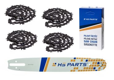 HS PARTS vodící lišta 16" (40 cm) 3/8" .063" (1,6 mm) + 4 x pilový řetěz 60 článků kulatý zub